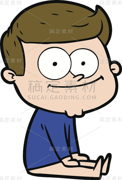 卡通快乐人坐着