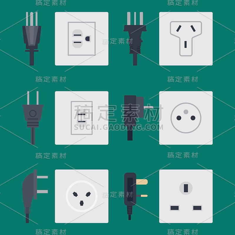 电源插座矢量图能源插座电源插头欧洲电器内部图标