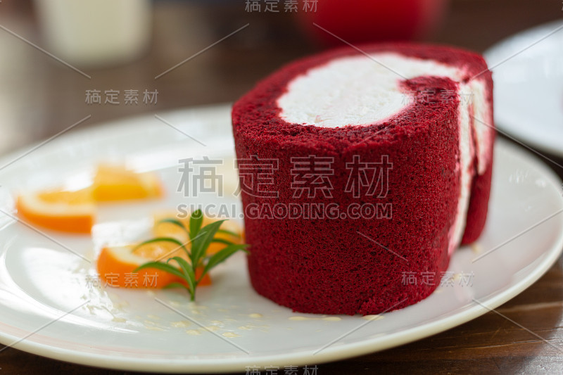 红丝绒蛋糕，烘焙和食品。