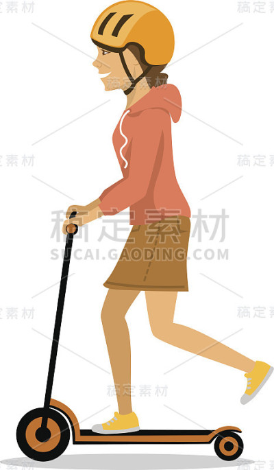 年轻女子骑电动踏板车