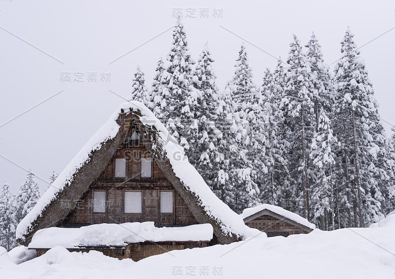 世界遗产，日本的Gokayama Ainokura gasshoo Shuraku村