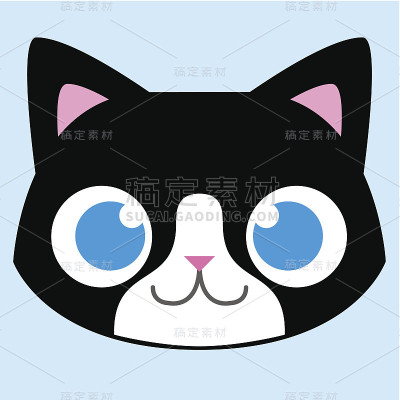 卡通可爱的猫脸孤立的插图