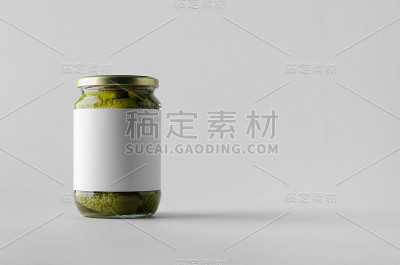 腌黄瓜罐模型。空白标签。