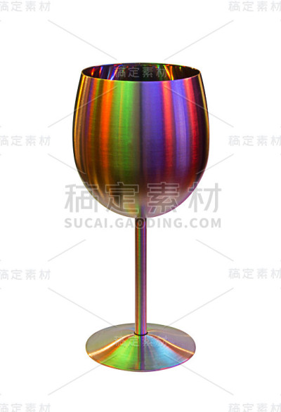 金属高脚杯的葡萄酒在特殊的颜色灯光在白色