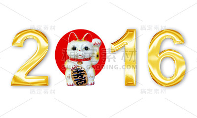 2016金金属字母与日本maneki neko(幸运猫)