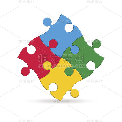 矢量拼图模式孤立在白色背景上