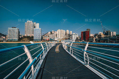 釜山市，韩国庆尚南道釜山海云台海滩。