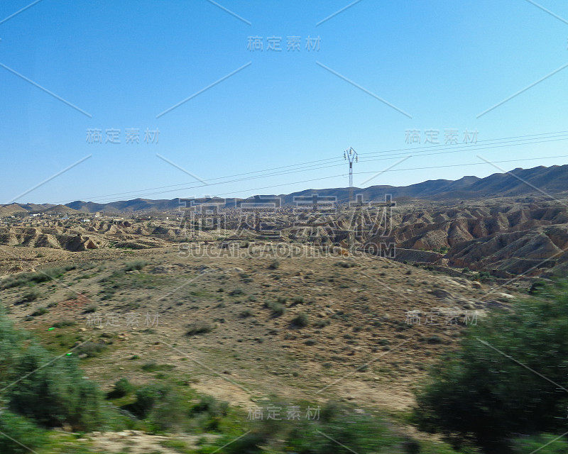 北非的风景。在突尼斯的沙漠