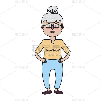 戴着眼镜，留着发型的老妇人