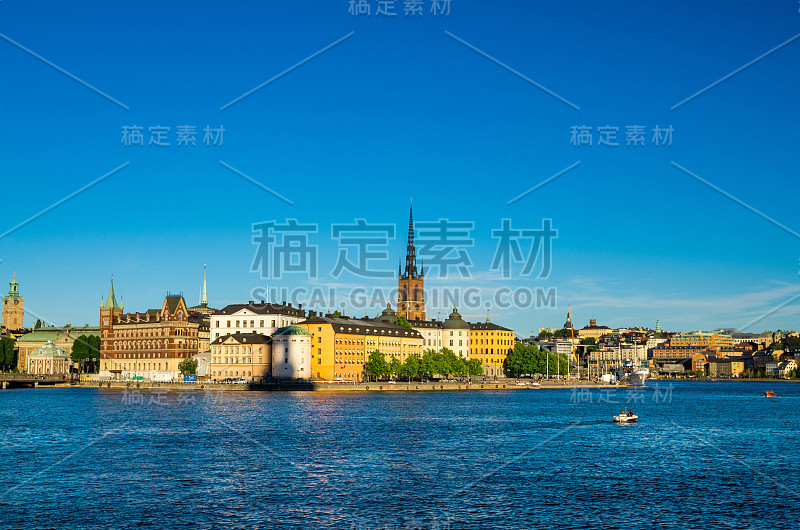 瑞典，斯德哥尔摩，Riddarholmen岛与Riddarholm教堂尖塔，Sweden