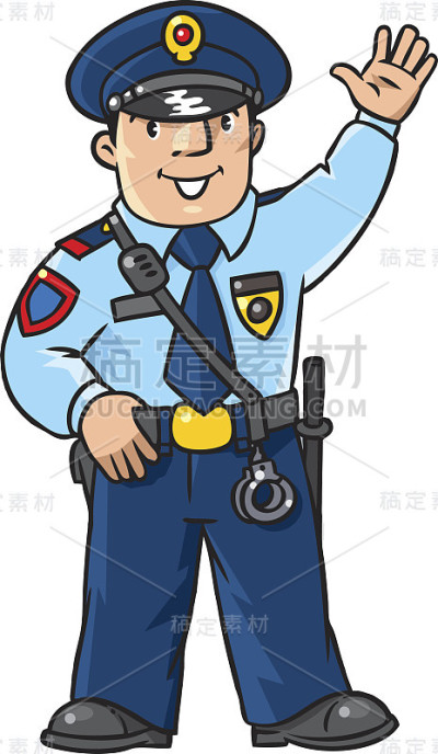 有趣的警察。儿童矢量图