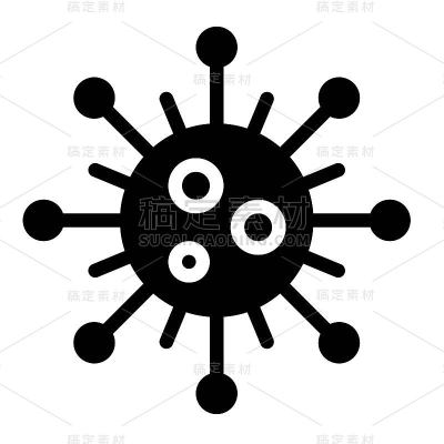 病毒或细菌矢量插图，固体样式图标