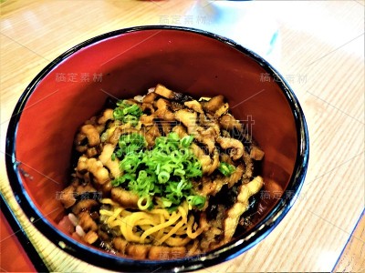 Unagidon。炒鳗鱼饭。传统的日本料理。