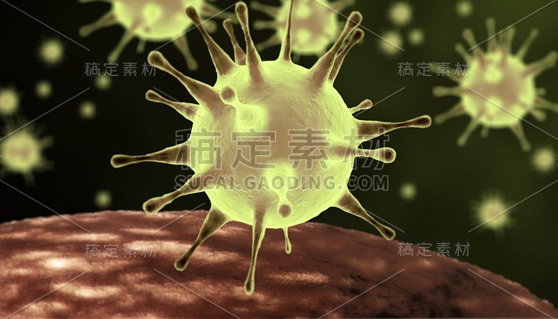 新2019 - ncov冠状病毒。三维演示