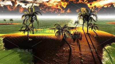 热带天堂的夏威夷日落