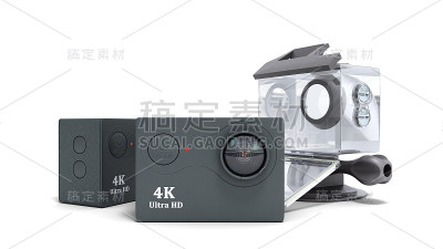 相机行动Cam 3d渲染在一个白色的背景
