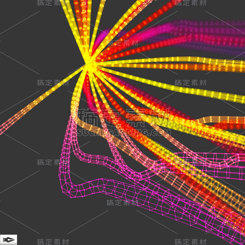 连接结构。线框矢量插图。抽象的背景。未来技术风格。3D透视网格。