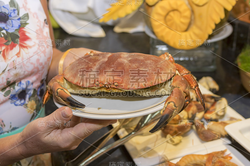 不同的海鲜特写