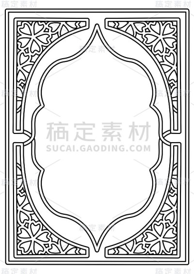 樱花图案框架插图(线描)