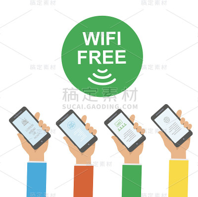 手持智能手机免费wifi无线连接信息图