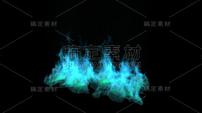蓝色的火焰从地面升起。烟的食物。