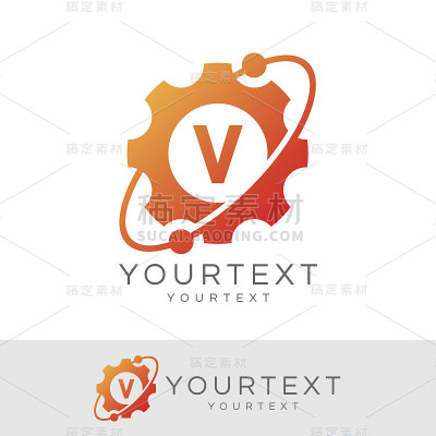 技术初始字母V图标设计