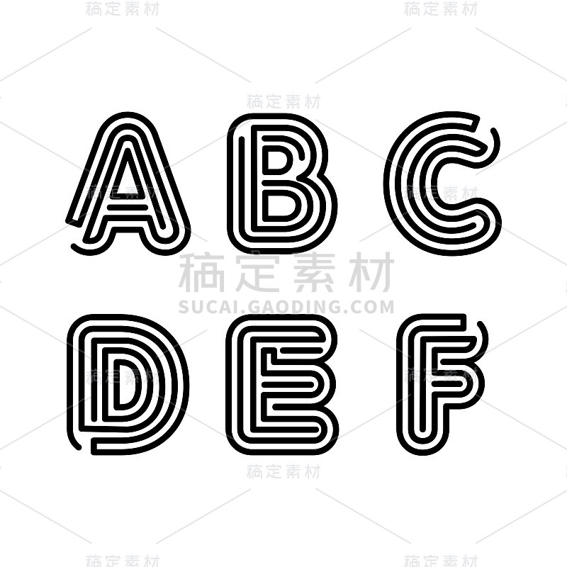 向量的现代风格化字体和字母表