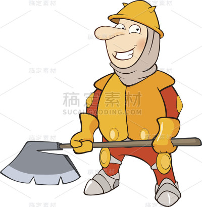 可爱的骑士卡通人物插图