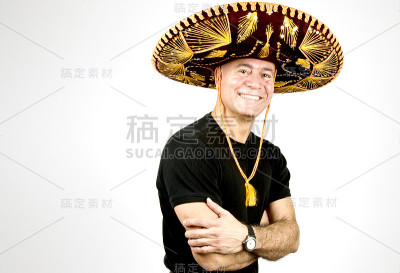 戴宽边帽的拉丁男子