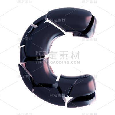 字母c抽象分形裂纹字体