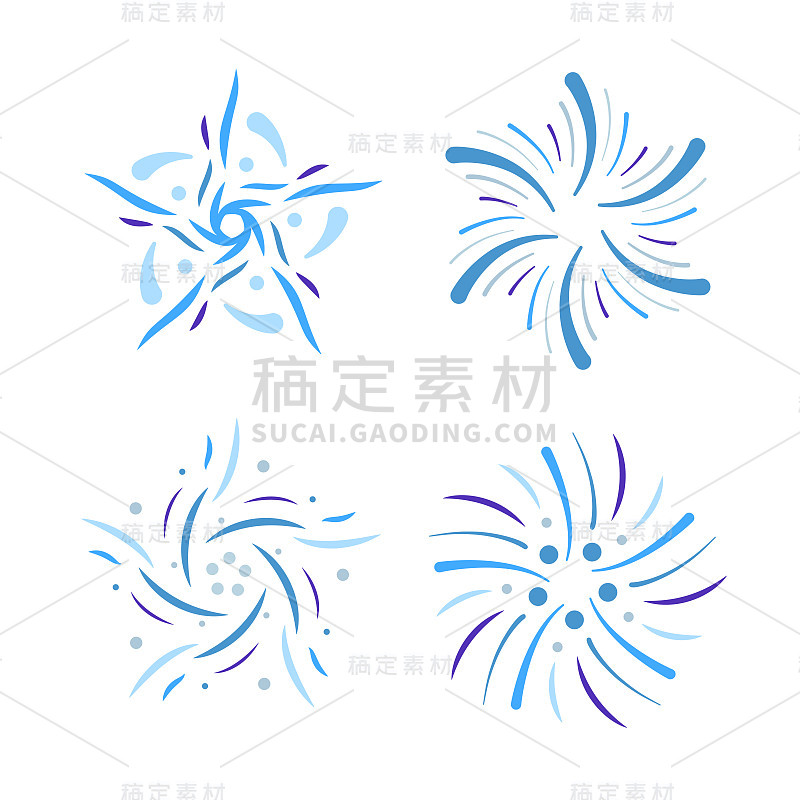 蓝色的花朵。创意花卉图标和图标设计。模板轮廓符号矢量插图