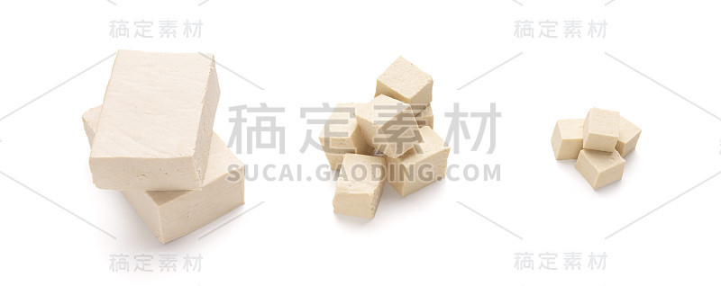 豆腐芝士和大豆块隔离，全景