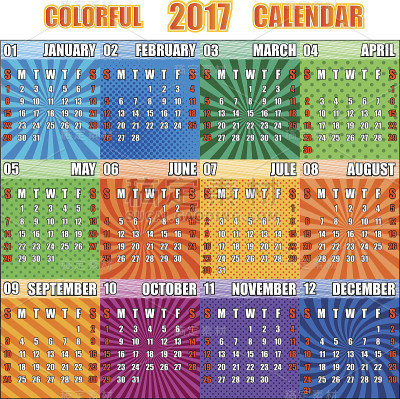丰富多彩的2017年日历