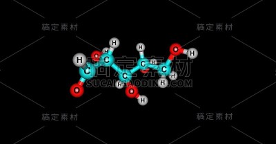 核糖分子结构孤立在黑色上