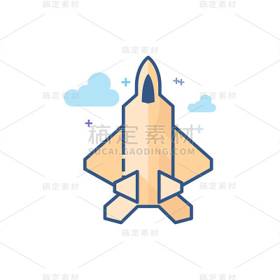 平面颜色图标-战斗机