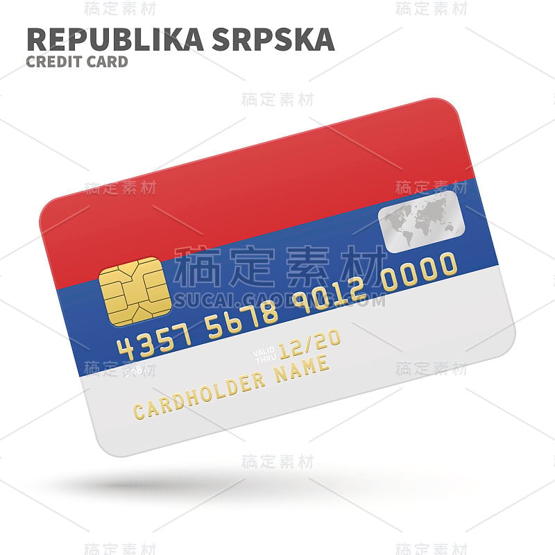 Credit card with Republika Srpska flag background 