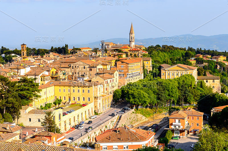 Perugia的全景，Umbria, Italy