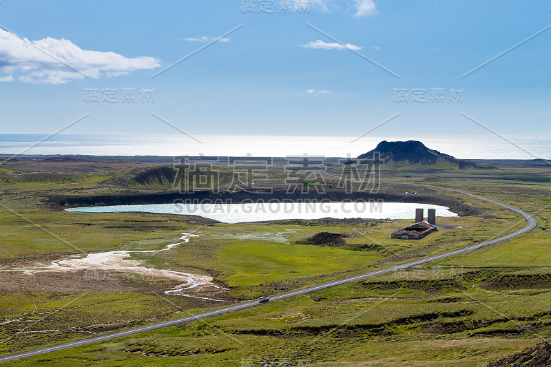 塞尔顿地区空中景观，冰岛南部全景。