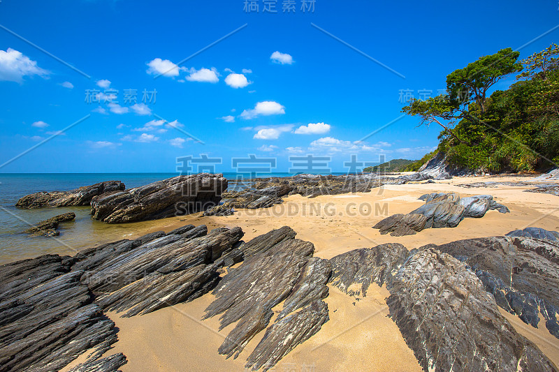 岛屿，岩石-物体，夏天，热带气候，风