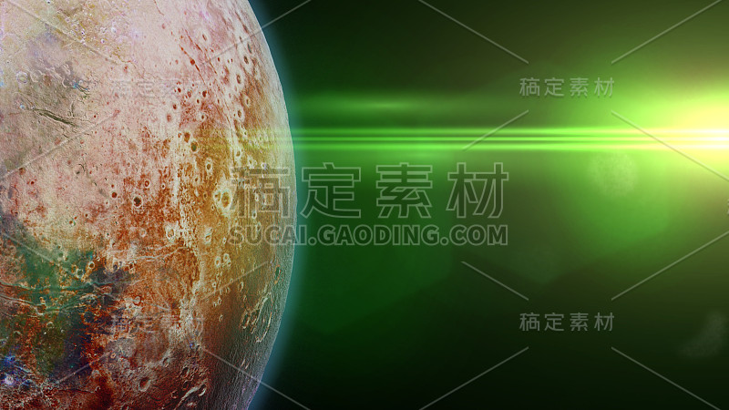 美丽的系外行星被一颗绿色的外星恒星照亮