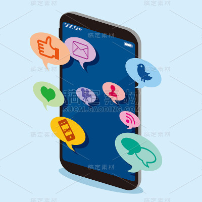 智能手机SNS网站图标向量