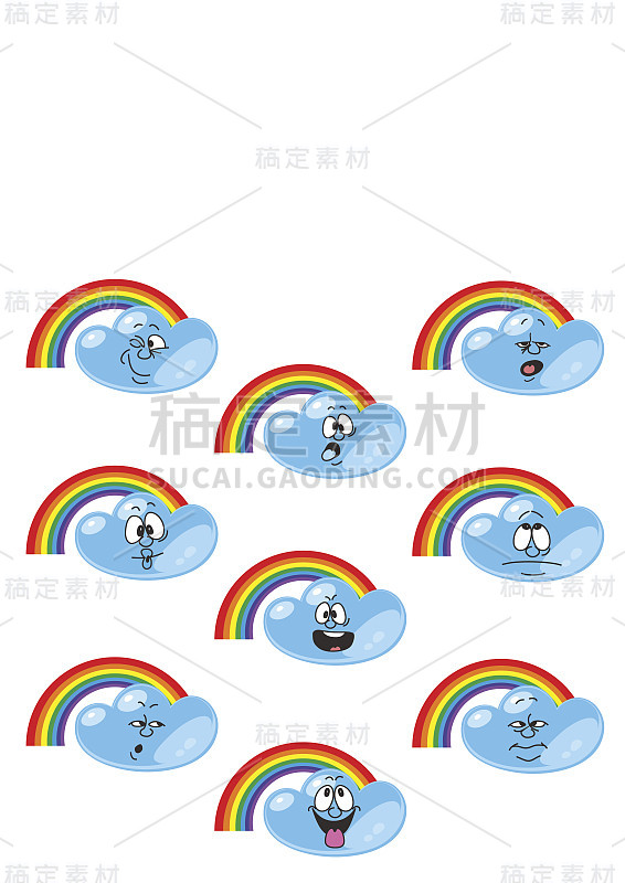 天气卡通彩虹系列002