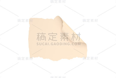 小撕纸在白色上的3D渲染