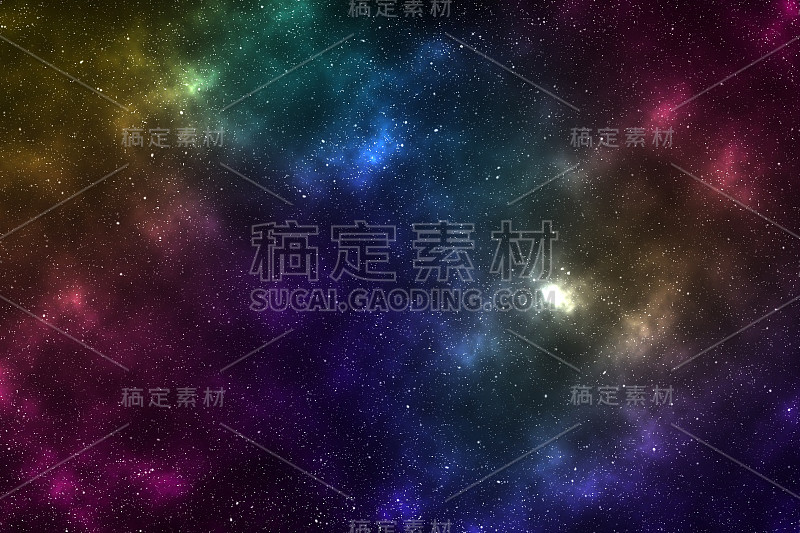 空间背景有星云和星星，夜空和银河系。