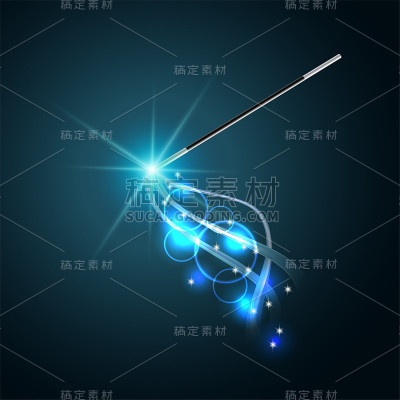 魔法棒与神奇的蓝色闪光踪迹