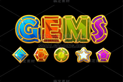 宝石，标志和图标，宝石，宝石不同的形状。