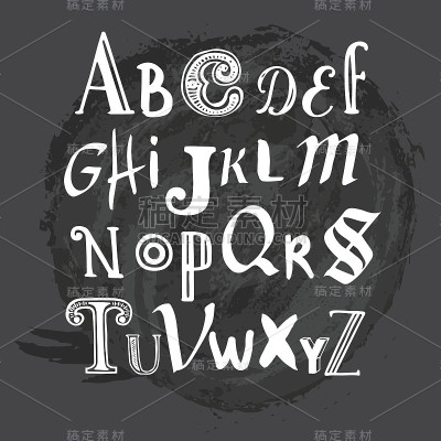 矢量插图与手绘字母。