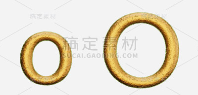 粗糙青铜大写字母和小写字母o在白色背景