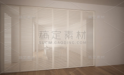 现代滑动门与厨房的背景，白色简约建筑室内设计