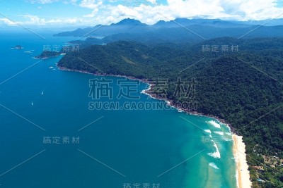 Paraty海湾全景在阳光明媚的一天，里约热内卢de Janeiro，巴西。伟大的景观。旅游目的地。
